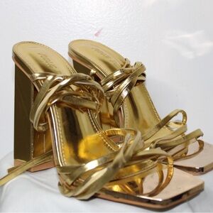 Chic Gold Strappy Heels